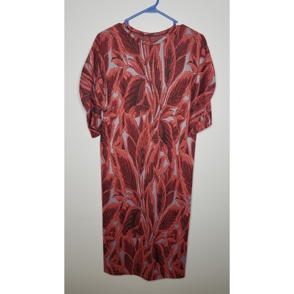 [LAST] NWT Zara S Puff Sleeve Jacquard Dress - Picture 7 of 7